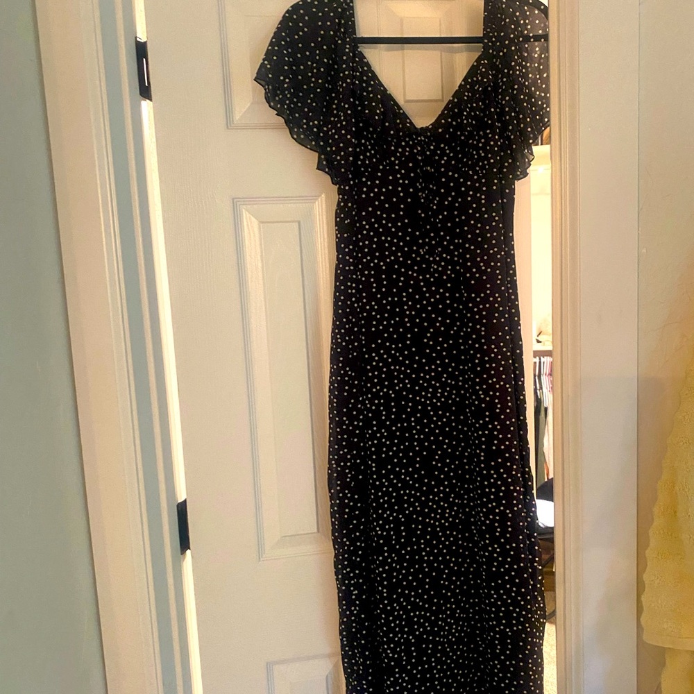Black/White polka dot midi dress